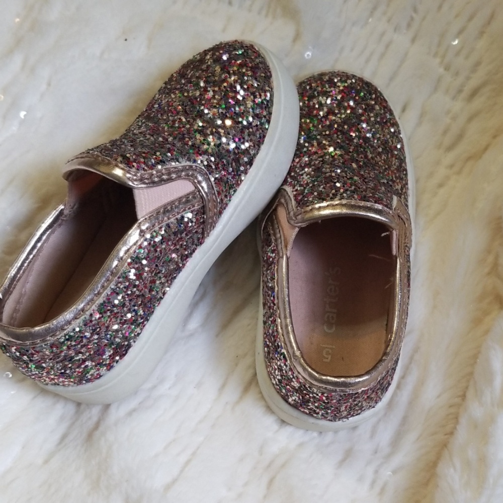 Rose gold sparkle slip on shoes